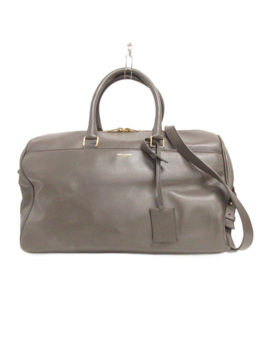 Saint Laurent Paris Classic Duffle 12 Boston Bag Shoulder 2-Way Leather Gray